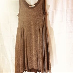 Free People Beach Town Tank Dress Brown Metallic